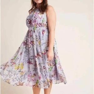 Anthropologie Hermia Lavender Floral Midi Sleeveless Dress- Size 12